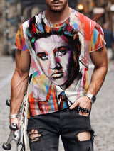 Men's Oil Painting Legendary Actor Singer Print Tee