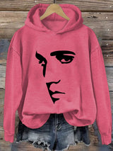 Retro King Of Rock Roll Printed Hoodie