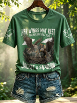 Retro Her Wings May Rest But Her Love Still Flies Jackie & Shadow Print T-Shirt