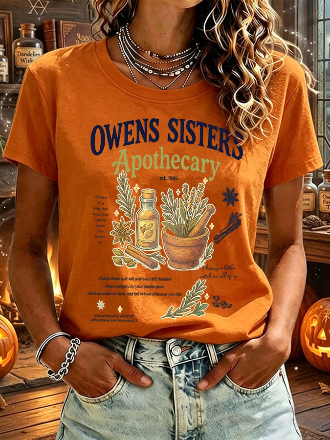 Women's Owens Sisters Apothecary Witch Print Casual T-shirt