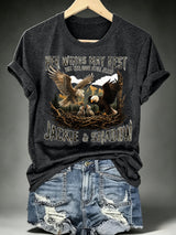 Women's HER WINGS MAY REST Print Crew-Neck T-Shirt