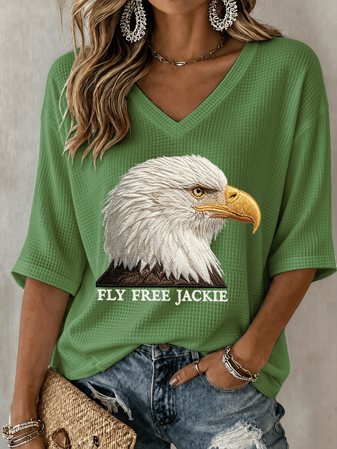 Women's Fly Free Jackie Print V Neck T-Shirt