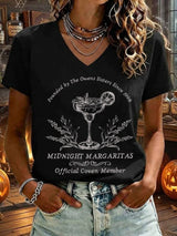 Women's Midnight Margaritas Print V Neck T-shirt