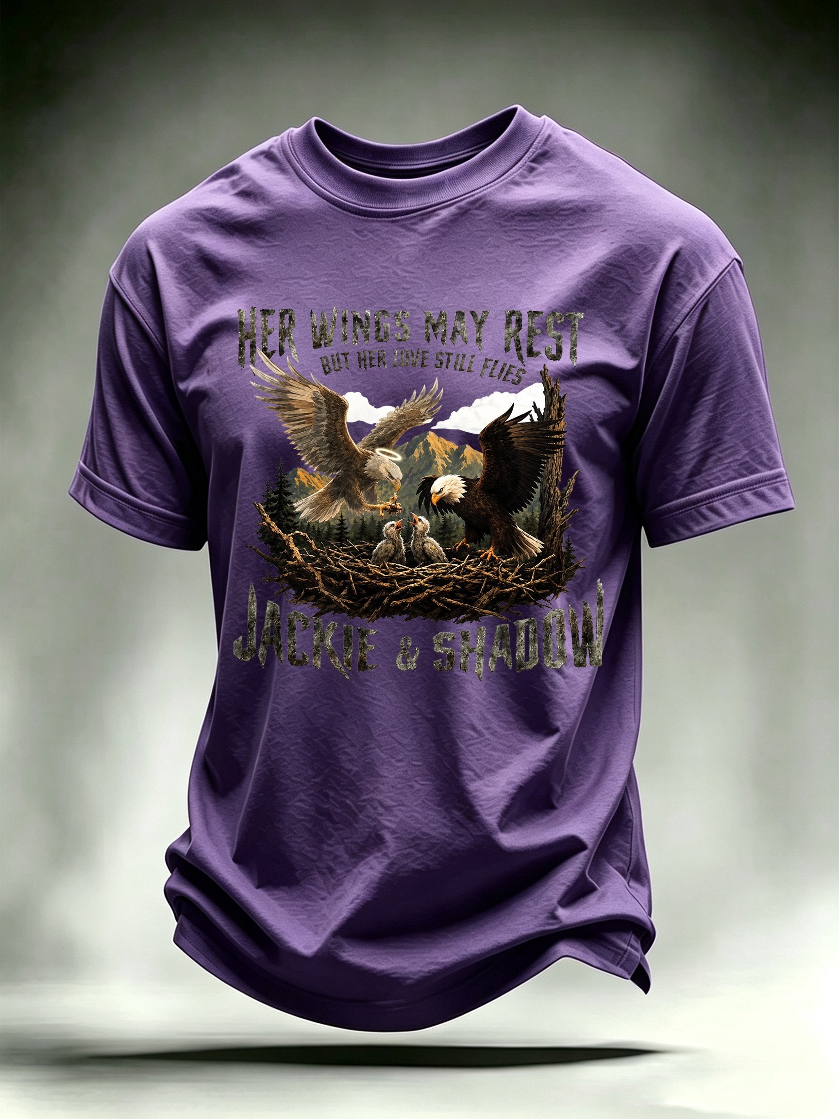 Men's HER WINGS MAY REST Print Crew-Neck T-Shirt