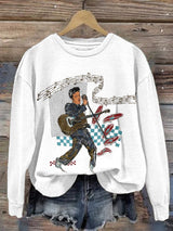 Retro King Of Rock Roll Print Sweatshirt