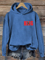 Retro King Of Rock Roll Print Hoodie