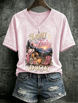 V Neck Retro Great Smoky Mountains A Light That Won't Fade Print T-Shirt