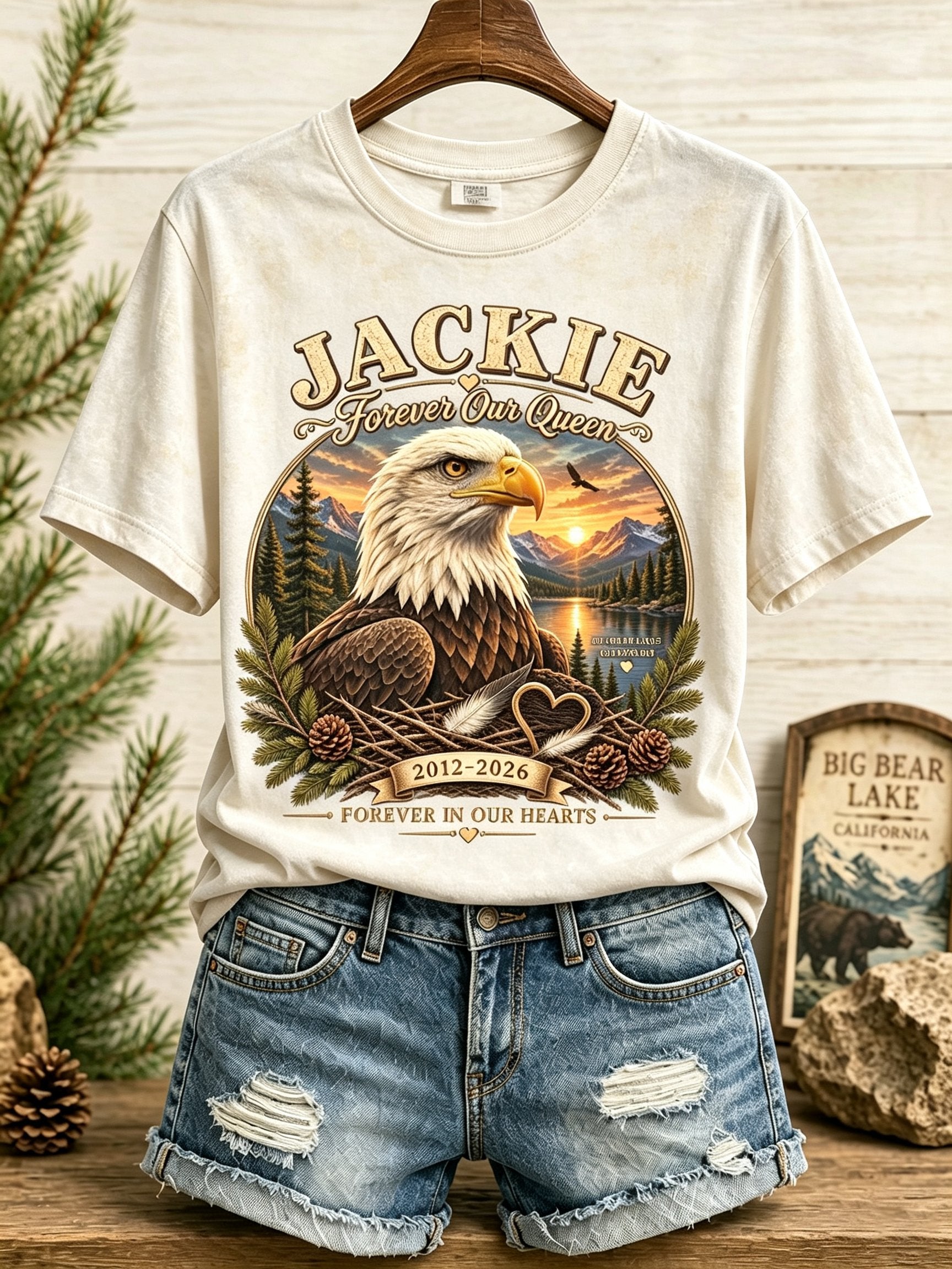 Women's Forever Over Big Bear, Fly Free Jackie Print T-shirt