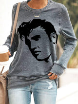 Women's Vintage Printed Round Neck Casual Sweatshirt