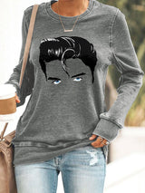 Retro King Of Rock Roll Print Sweatshirt