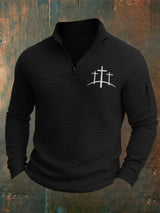 Men's Casual Retro Checkered Jacquard Contrast Color Sweatshirt