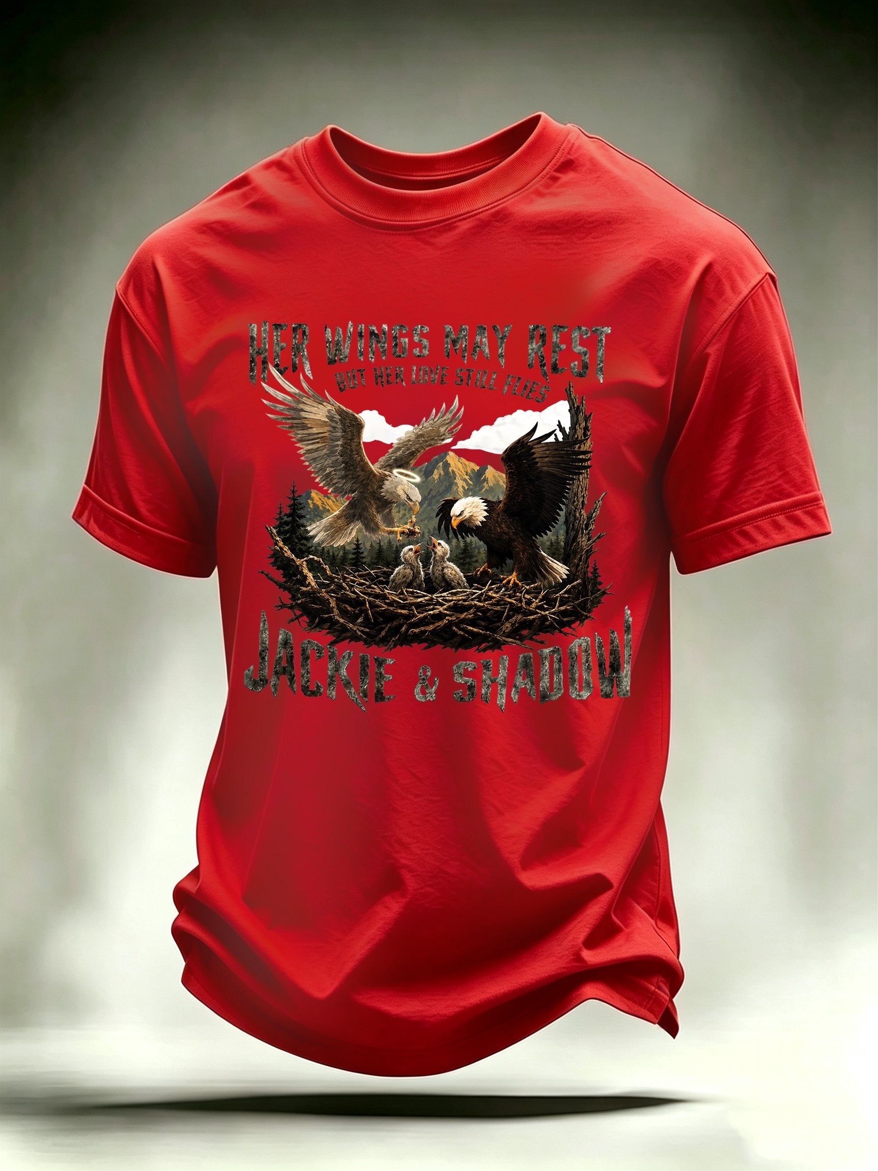 Men's HER WINGS MAY REST Print Crew-Neck T-Shirt