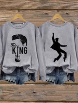 Retro King Of Rock Roll Print Sweatshirt