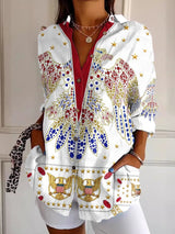 Women's Retro King Of Rock Roll Print Casual Shirt