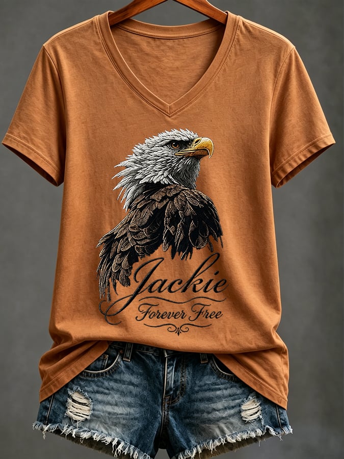 Women's Casual Bald Eagle "Jackie" Print Top