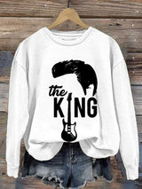 Women's Vintage The King Printed Round Neck Sweatshirt