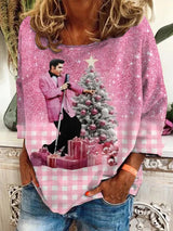 Women's Casual Print Round Neck Sweatshirt