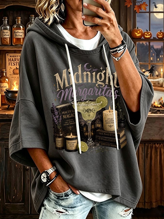 Women's Midnight Margaritas Print Hooded Sweatshirt