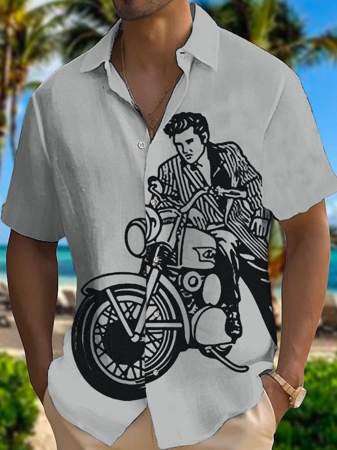 Men's Legendary Singer Actor Silhouette Print Casual Shirt