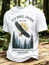 Men's Retro Jackie And Shadow Bald Eagle Printed Casual T-Shirt