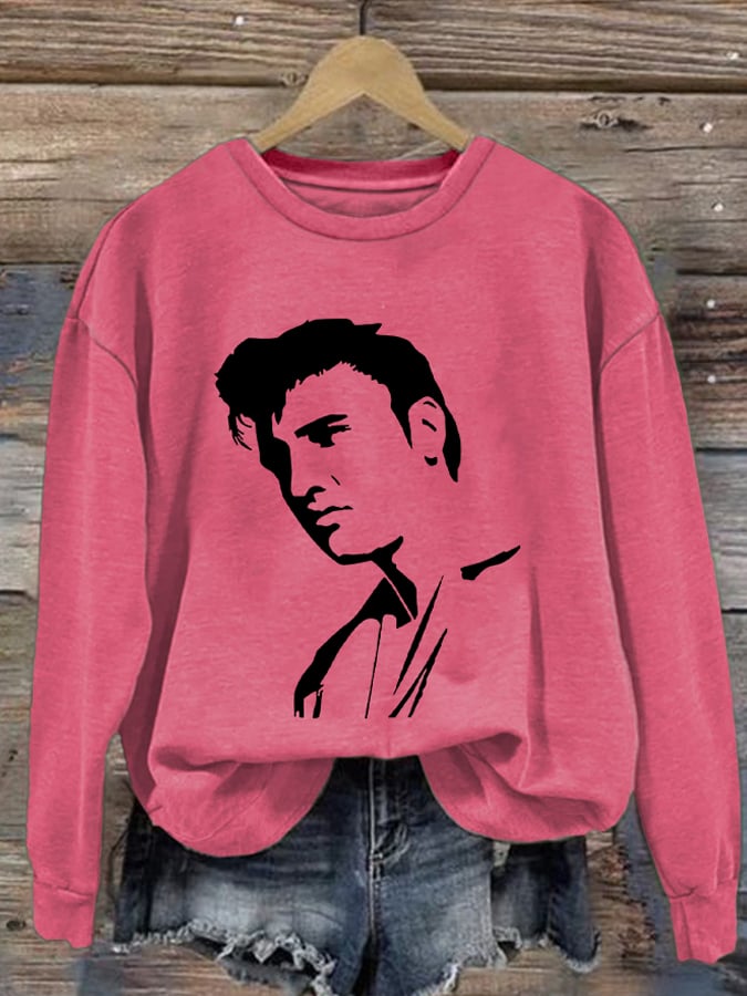 Retro King Of Rock Roll Print Sweatshirt