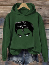Retro King Of Rock Roll Printed Hoodie