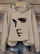 Retro King Of Rock Roll Printed Hoodie
