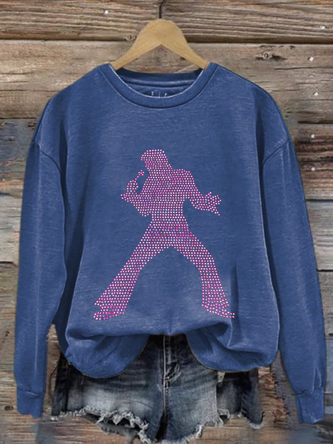 Women's Retro King Of Rock Roll Print Sweatshirt
