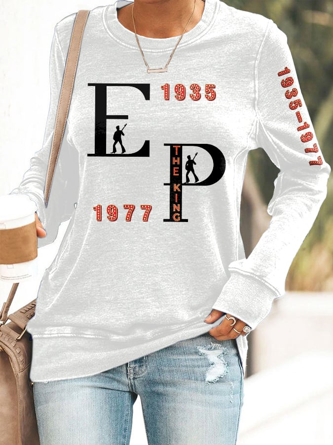 Retro King Of Rock Roll 1935-1977 Print Sweatshirt