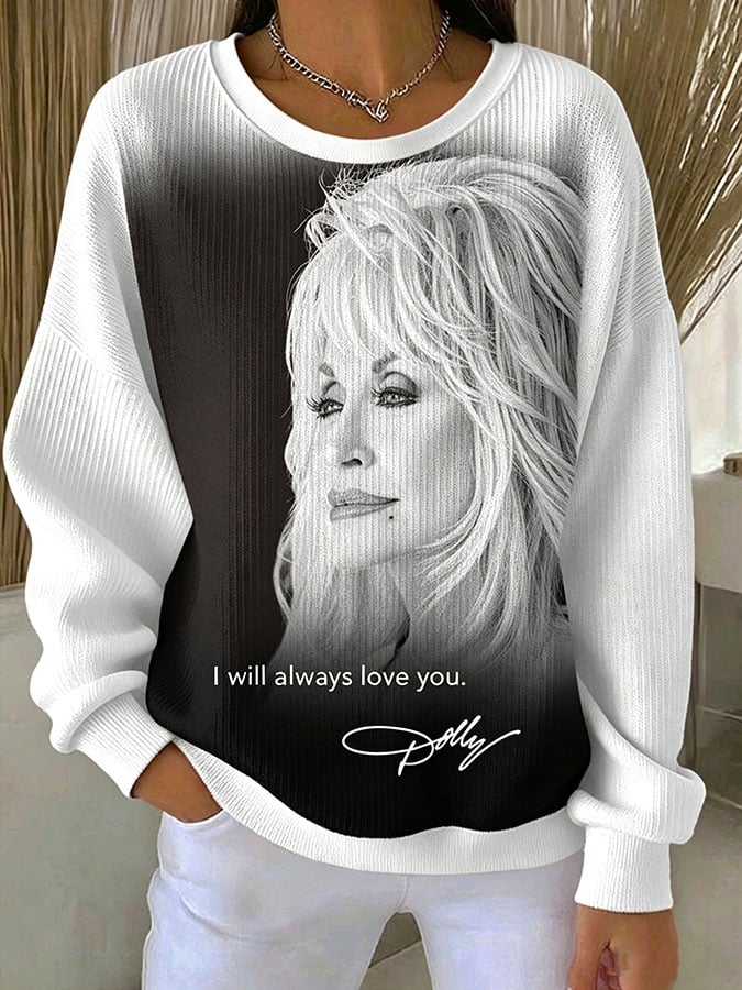 Women's Casual Print Long Sleeve Knit Top
