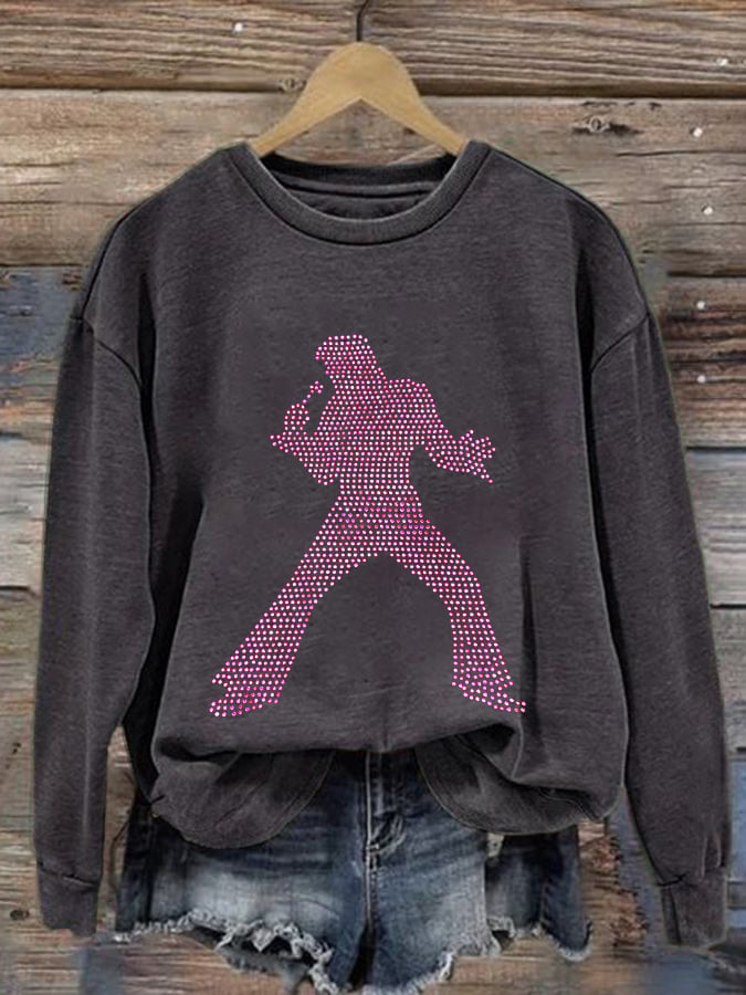 Women's Retro King Of Rock Roll Print Sweatshirt