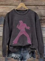 Women's Retro King Of Rock Roll Print Sweatshirt