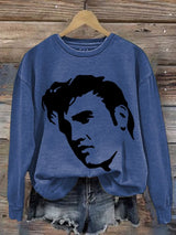 Women's Vintage Print Round Neck Sweatshirt