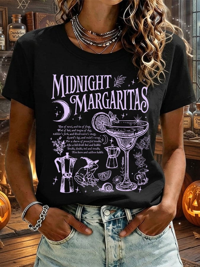 Women's Midnight Margaritas Print Casual T-shirt