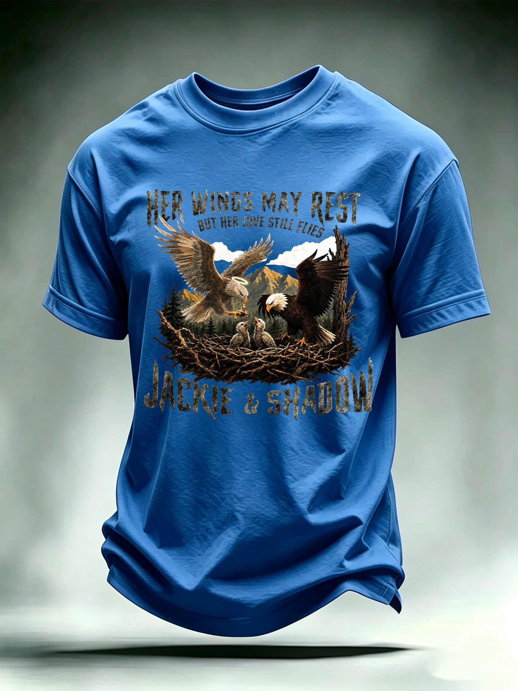 Men's HER WINGS MAY REST Print Crew-Neck T-Shirt