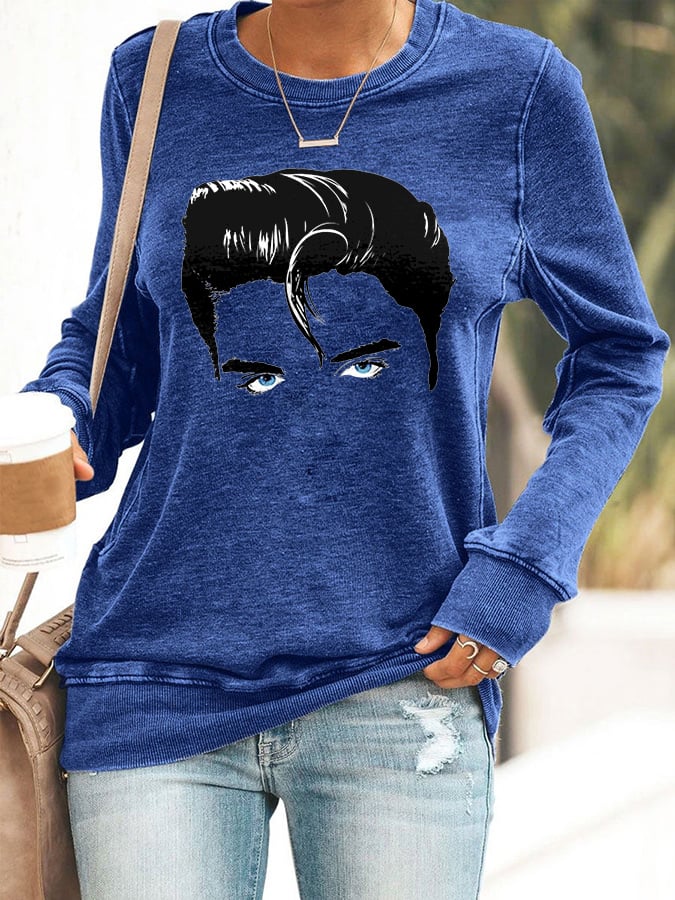 Retro King Of Rock Roll Print Sweatshirt