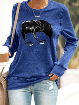 Retro King Of Rock Roll Print Sweatshirt