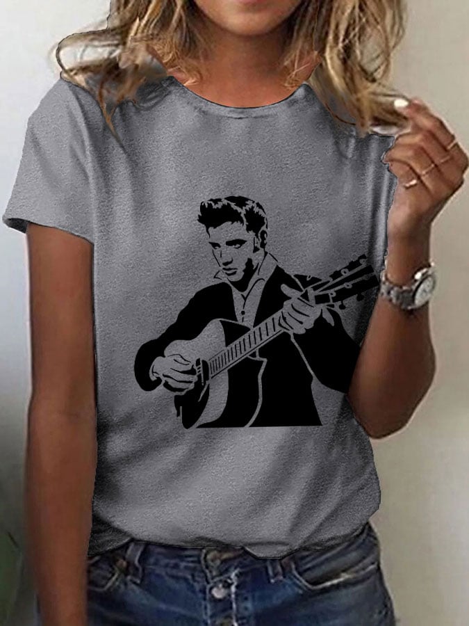 Women's Retro Music Star Print T-Shirt