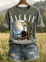 Women's Retro Fly Strong Jackie Print Raglan Short-Sleeved T-Shirt