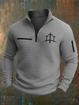 Men's Casual Retro Checkered Jacquard Contrast Color Sweatshirt