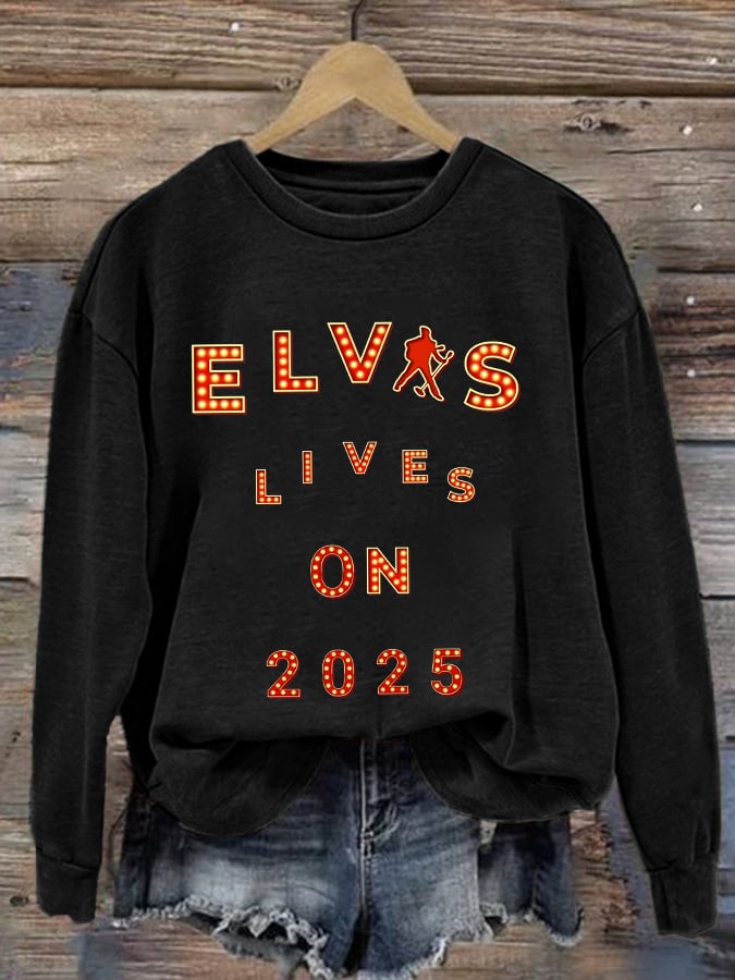 Retro King Of Rock Roll Lives On 2025 Print Sweatshirt