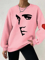 Women's Silhouette Print Souvenir Waffle Sweatshirt