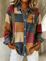 Women's Plaid Print Casual Lapel Shirt