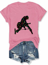 Women's King Of Music Print Round Neck Short Sleeve T-Shirt