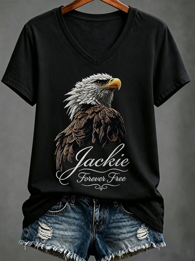 Women's Casual Bald Eagle "Jackie" Print Top