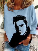 Women's Vintage Print Round Neck Sweatshirt