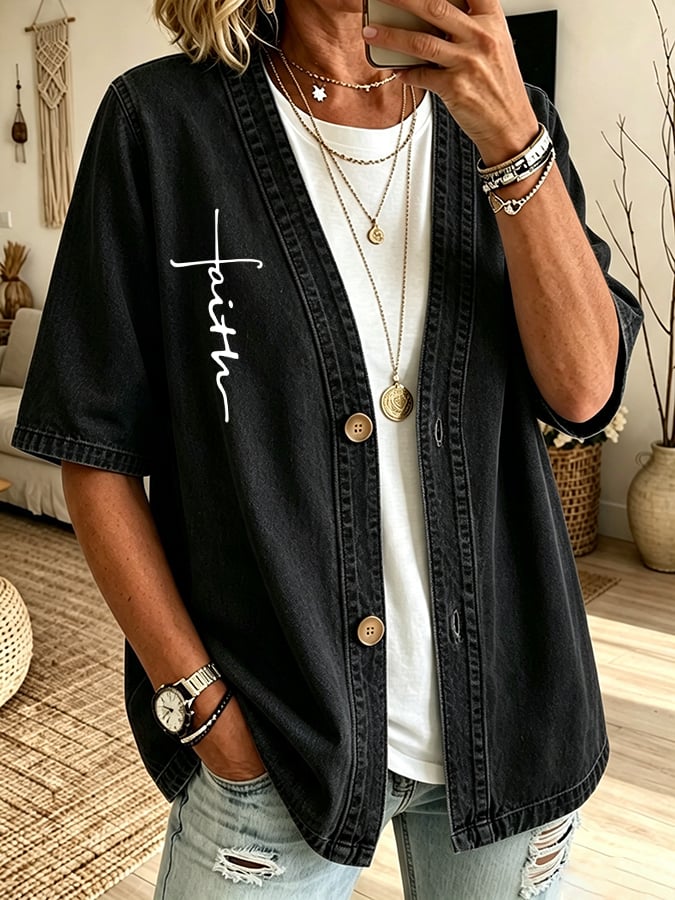 Women's Faith  Print Cardigan