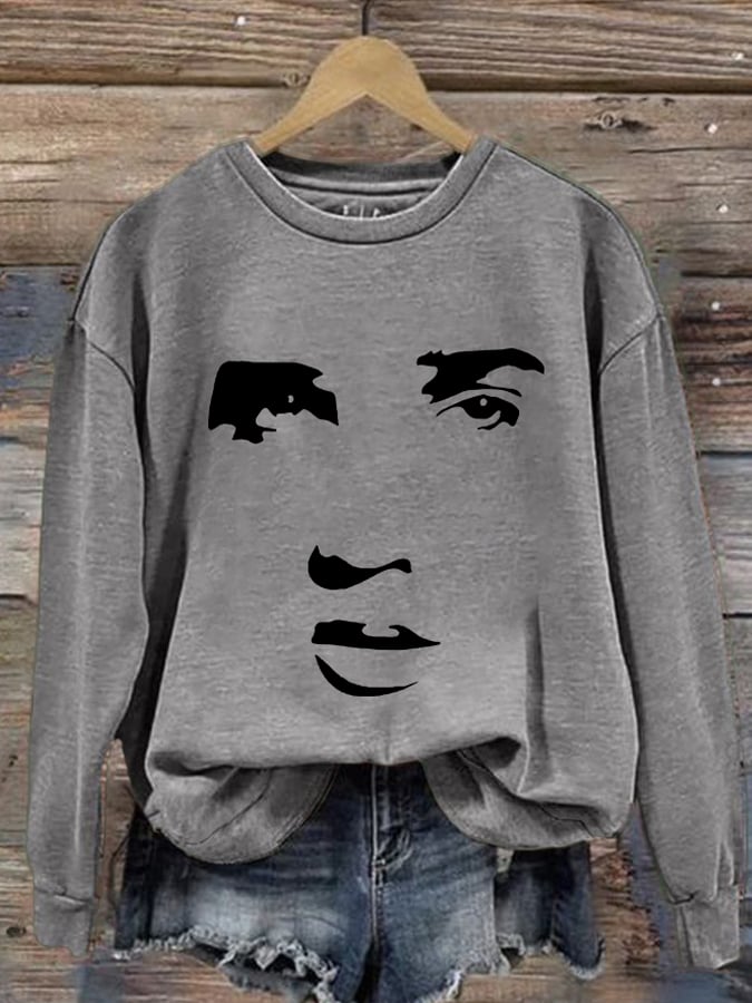 Retro King Of Rock Roll Print Sweatshirt