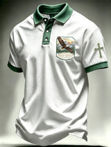 Men's Animal-Print Casual Polo Shirt