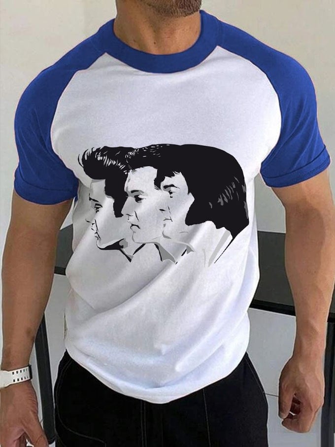 Men's Male Star King of Rock&Roll Print T-Shirt
